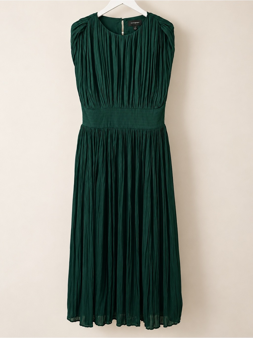 Banana Republic Emerald Green Pleated Dress Size 12